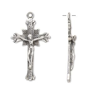 Focal, antiqued sterling silver, 31x19mm crucifix. Sold individually.