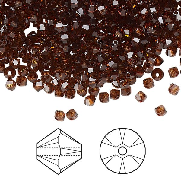 Bead 144pk light amber, Crystal Passions® 3mm bicone 5328 image number 0
