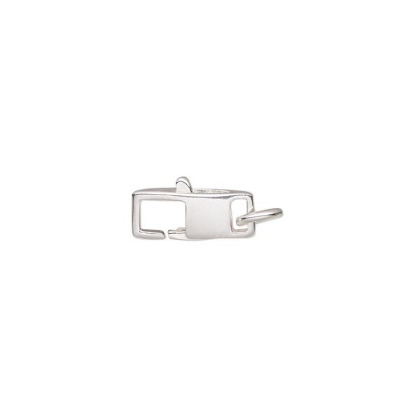 Clasp lobster claw 1pkg1 sterling silver, 11x5.5mm rectangle / 5mm 18 gauge jump ring, 1-strand image number 0