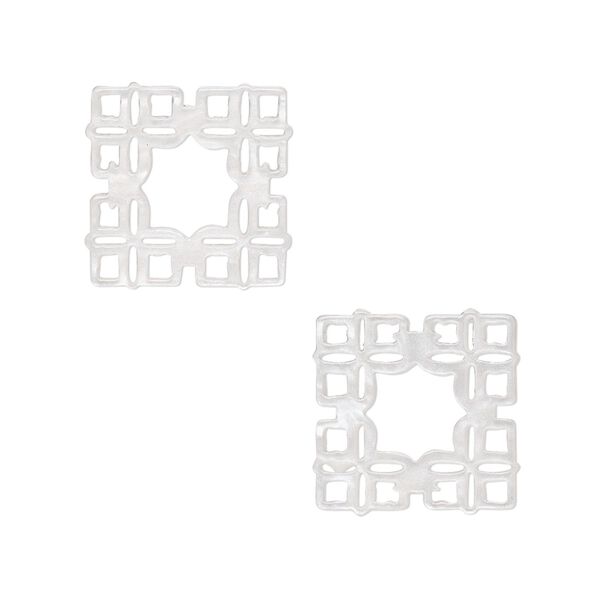 Component, resin, white, 20mm square with cutouts. Sold per pkg of 8. image number 0