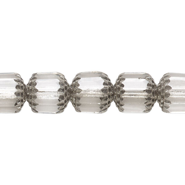 Bead, Czech glass, clear and metallic silver, 10mm round cathedral. Sold per 15-1/2" to 16" strand. image number 0