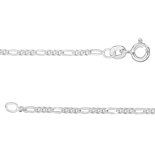 Chain, sterling silver, 1.7mm figaro, 18 inches. Sold individually. image number 0
