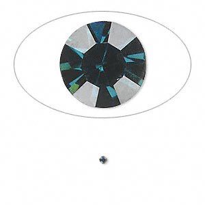 Chaton, glass rhinestone, Capri blue, foil back, 1.5-1.6mm faceted round, PP9. Sold per pkg of 72.