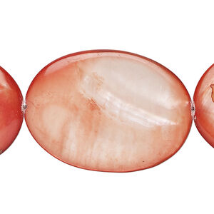 Mother-of-pearl shell 1pkg1, flat oval bead 15 inch tulip 35x25mm-35x26mm