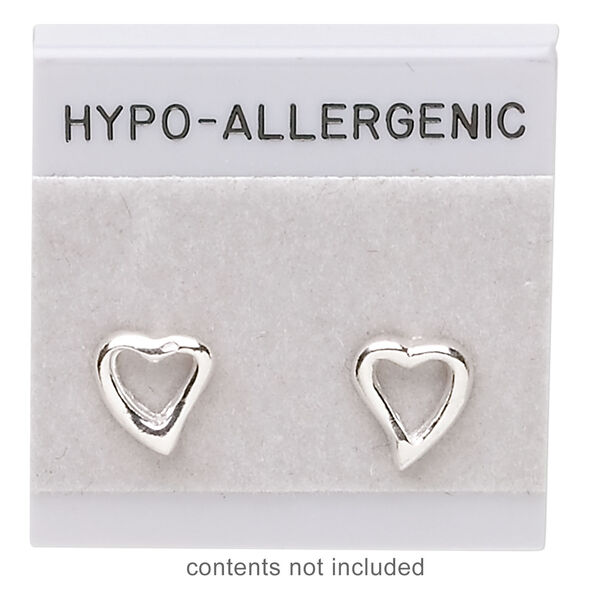 Earring card, flocked plastic, grey and black, 1x1-inch square with "HYPO-ALLERGENIC." Sold per pkg of 100. image number 1