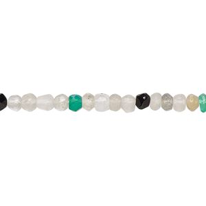 Multi-gemstone 1pkg1, hand-cut faceted rondelle bead 13 inch 3x3mm-4x3mm