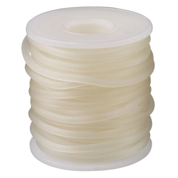 Cord, synthetic rubber, semi-clear, 3mm round. Sold per pkg of 10 meters (32.8 feet). image number 0
