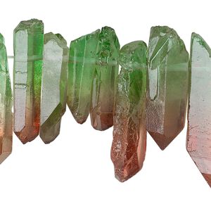 Quartz crystal 1pkg1, hand-cut top-drilled point bead 4 inch 15x4mm-34x12mm