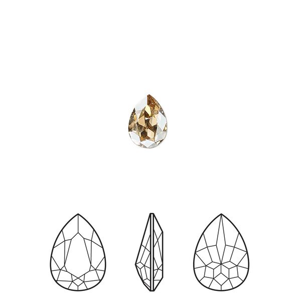 Fancy stone 180pk crystal golden shadow foil back, Swarovski® 8x6mm pear 4320 image number 0