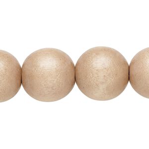 Taiwanese cheesewood 1pkg1, hand-cut round bead 15.5-16 inch medium tan 16mm