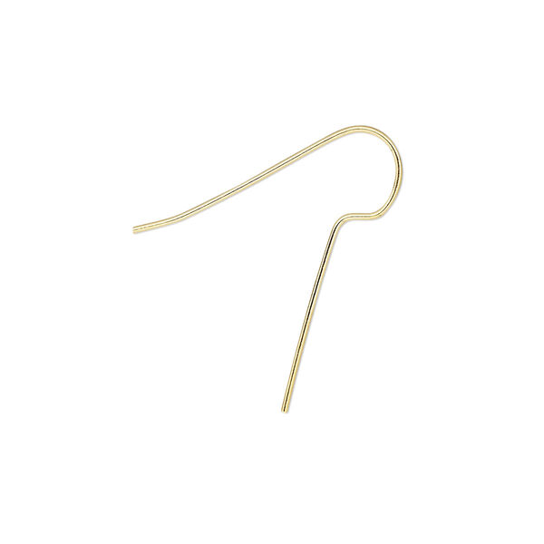 Ear wire, gold-plated brass, 25mm fishhook with 16mm shank, 22 gauge. Sold per pkg of 50 pairs. image number 0