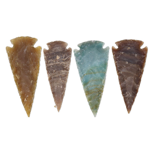 Fancy jasper 1pkg4, hand-knapped arrowhead gift natural B- grade, 2x1.25 to 2.5x1.5 inch image number 0