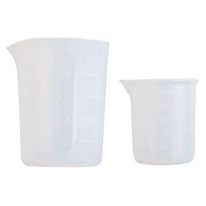 Measuring cup, silicone, white, 100mL and 250mL. Sold per 2-piece set.