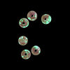 Bead, lampworked glass, clear / purple / glow-in-the-dark / gold, 6mm round. Sold per pkg of 6. image number 1
