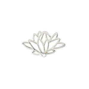Component, Amoracast®, sterling silver, 18x11mm double-sided lotus with cutout. Sold individually.
