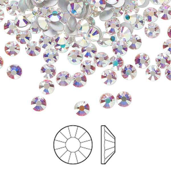 Flat back 144pk crystal AB foil back, Preciosa Viva 12® Czech crystal rhinestone 3.8-4mm chaton rose round SS16 image number 0