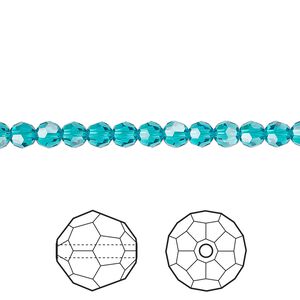Bead 12pk blue zircon, Crystal Passions® 4mm round 5000