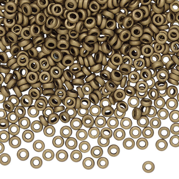 Seed bead, Miyuki, glass, pkg/250g, 3x1.3mm spacer rondelle, opaque matte brown, (SPR3-2006). image number 0