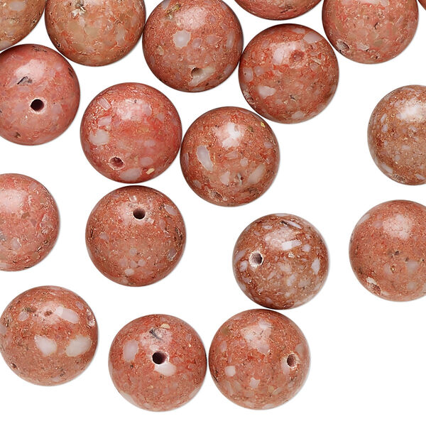 Multi-gemstone / mother-of-pearl shell / resin 1pkg1, round bead 4 oz 8-14mm image number 0