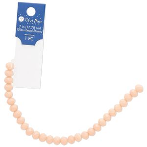 Bead, glass, light salmon (coated), 7x6mm-8x6mm faceted rondelle with 0.6mm hole. Sold per 7-inch strand.
