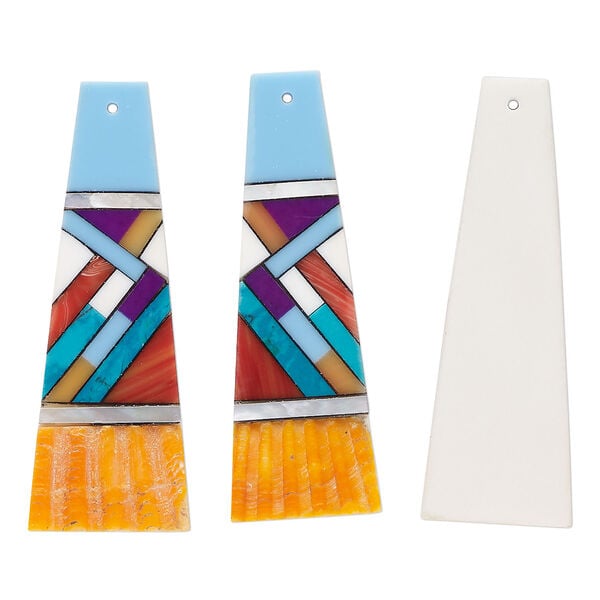 Multi-shell 1pkg2, trapezoid focal multicolored 40x14mm image number 0