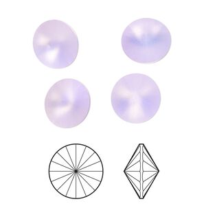 Chaton 4pk violet frost foil back, Crystal Passions® 10.54-10.91mm rivoli SS47 1122