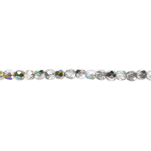 Bead, Czech fire-polished glass, clear vitrail, 3mm faceted round. Sold per pkg of 1,200 (1 mass). image number 0