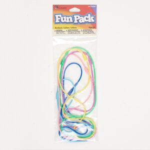 Necklace assortment, rubber, pkg/(6) 16 inches, assorted colors, 2mm round.