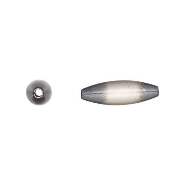 Bead, Navajo pearl style brushed oxidized sterling silver, 18 x 6mm oval. Sold individually. image number 0