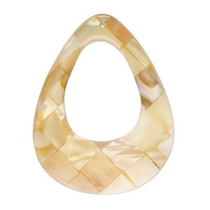 Focal, black lip shell / gold lip shell / mother-of-pearl shell (assembled), 37x29mm - 39x30mm single-sided teardrop go-go, Mohs hardness 3-1/2. Sold individually.