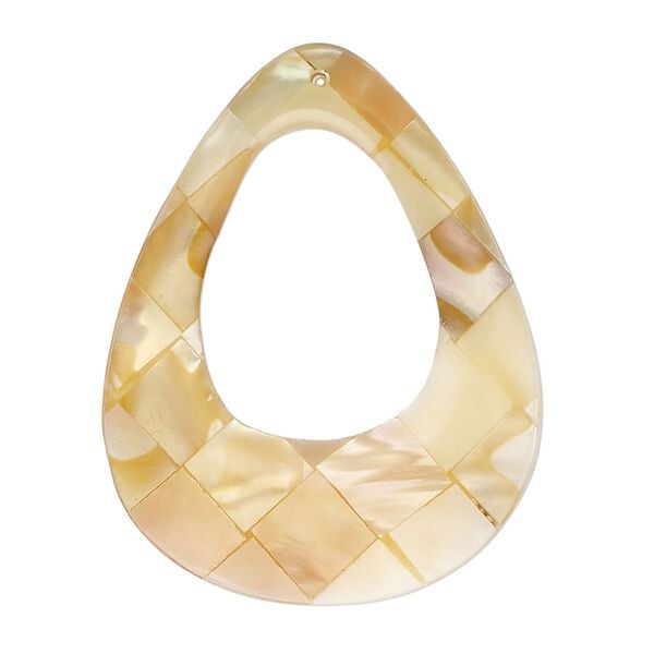 Focal, black lip shell / gold lip shell / mother-of-pearl shell (assembled), 37x29mm - 39x30mm single-sided teardrop go-go, Mohs hardness 3-1/2. Sold individually. image number 0