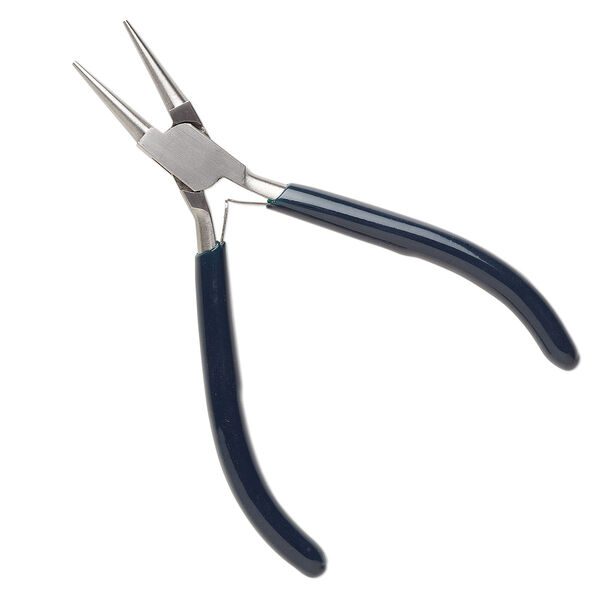Pliers, EUROTOOL®, round-nose, stainless steel and rubber, 4-1/2 inches. Sold individually. image number 0