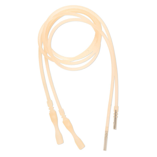 Necklace cord, silicone, translucent peach, 2.2-2.5mm wide, 18 inches with snap closure. Sold per pkg of 4. image number 0