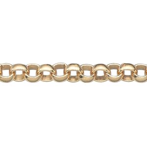 Chain 1pkg1 14Kt gold-filled rolo, 6mm, 5 foot unfinished