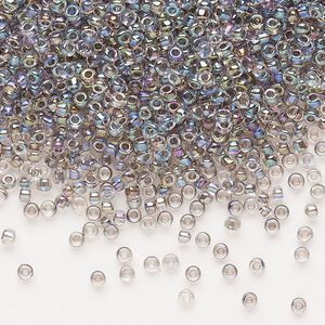 Seed bead, Dyna-Mites™, glass, pkg/1/2kg, #11 round, translucent inside dyed color rainbow peacock, (323 11/0 RR).