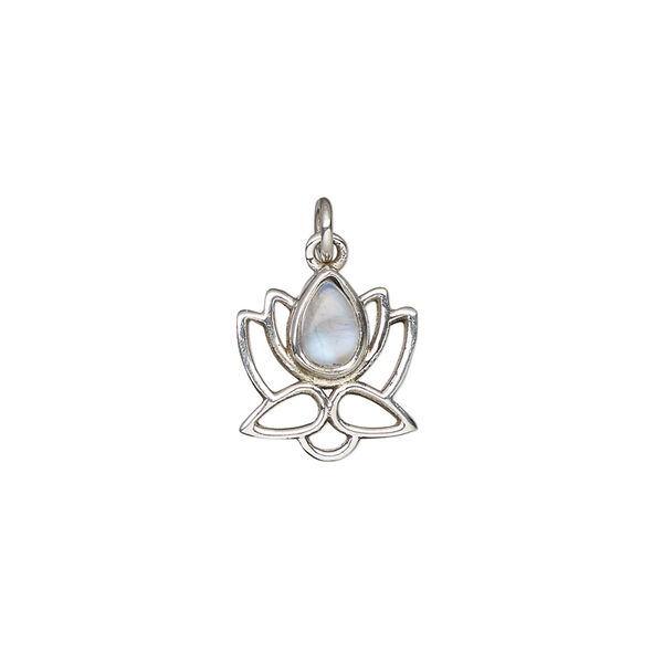 Rainbow moonstone / sterling silver 1pkg1, open lotus drop natural antiqued 12x12mm image number 1