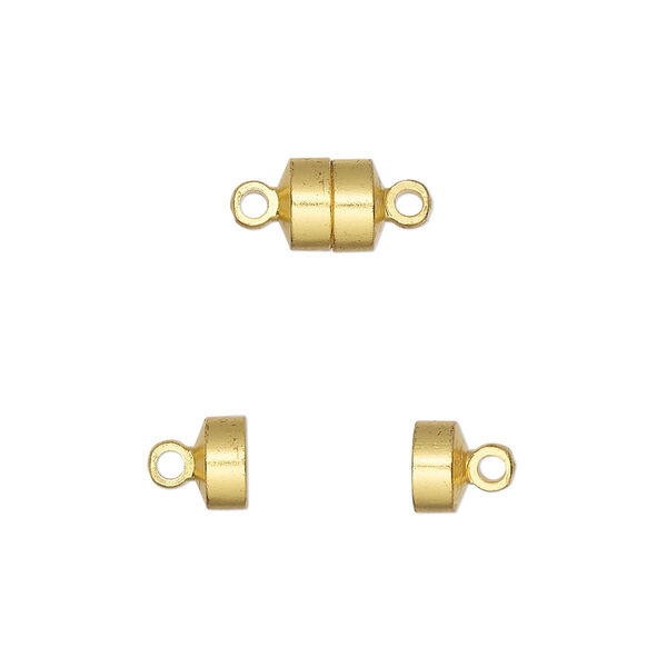 Clasp, magnetic, gold-finished brass, 7x6mm barrel. Sold per pkg of 10. image number 0