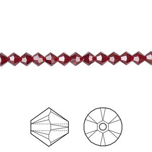 Bead 48pk Siam, Crystal Passions® 4mm bicone 5328