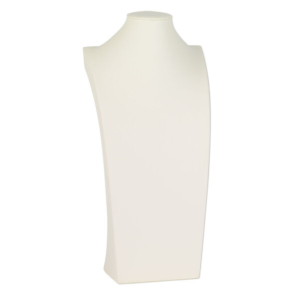 Display, necklace, leatherette, cream, 16-3/4 x 8 x 4-1/2 inches. Sold individually. image number 0