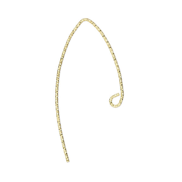 Ear wire, gold-finished sterling silver, 22mm diamond-cut marquise with open loop, 21 gauge. Sold per pair. image number 0