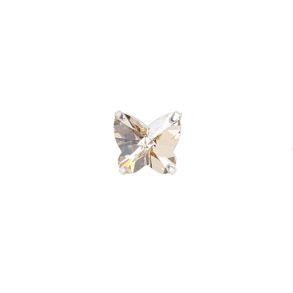 Sew-on 1pk honey silver plate, Preciosa Czech crystal 10mm spacer butterfly image number 0