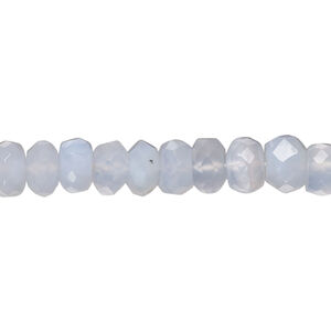 Blue chalcedony 1pkg1, hand-cut faceted rondelle bead, 14 inch 6x3mm-7x6mm