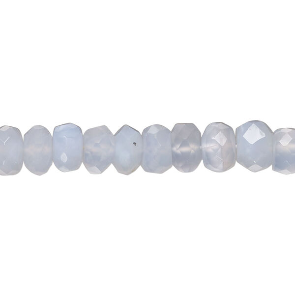 Blue chalcedony 1pkg1, hand-cut faceted rondelle bead, 14 inch 6x3mm-7x6mm image number 0