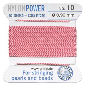 Thread, Griffin, nylon, dark pink, size #10. Sold per 2-meter card (approximately 78 inches).