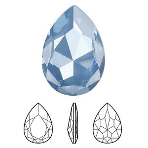Fancy stone 1pk crystal denim ignite LacquerPRO, Crystal Passions® 30x20mm pear 4327