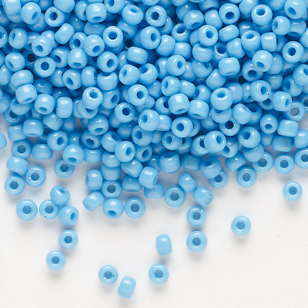 Seed bead, Dyna-Mites™, glass, opaque light blue, #8 round. Sold per 1/2 kilogram pkg. image number 0