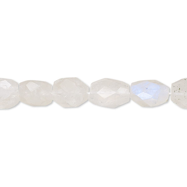 Bead, rainbow moonstone (natural), 8x5mm-11x8mm hand-cut faceted oval, B grade, Mohs hardness 6 to 6-1/2. Sold per 15-1/2" to 16" strand. image number 0