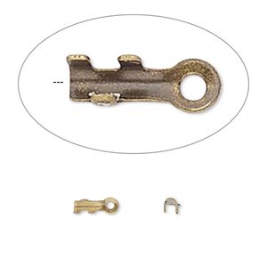 Cord end, fold-over, antique gold-plated brass, 7x2mm tube, 1.5mm inside diameter. Sold per pkg of 100.