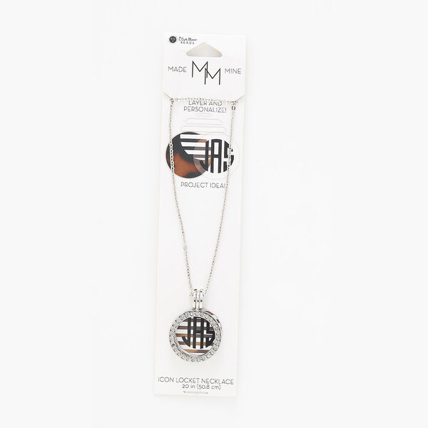 Necklace, glass rhinestone / steel / silver-finished "pewter" (zinc-based alloy), 29mm round with hinged locket, 19 inches with 2-inch extender chain and lobster claw clasp. Sold individually. image number 0