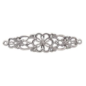 Focal, JBB Findings, antiqued sterling silver, 38x11mm single-sided filigree flower with 2 loops. Sold individually.